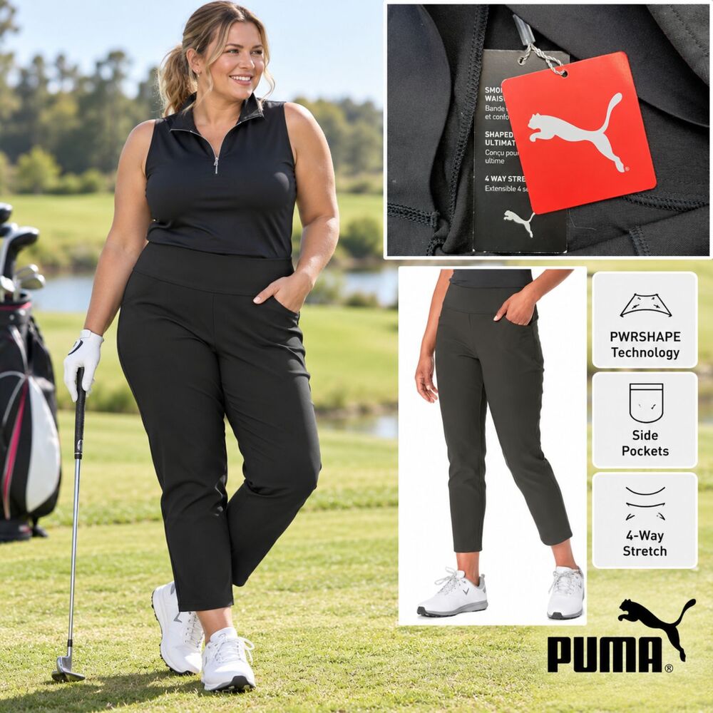NEW Puma Womens Black Pull On PWRSHAPE Golf Pants Ankle Length $80 Size XXL, NWT